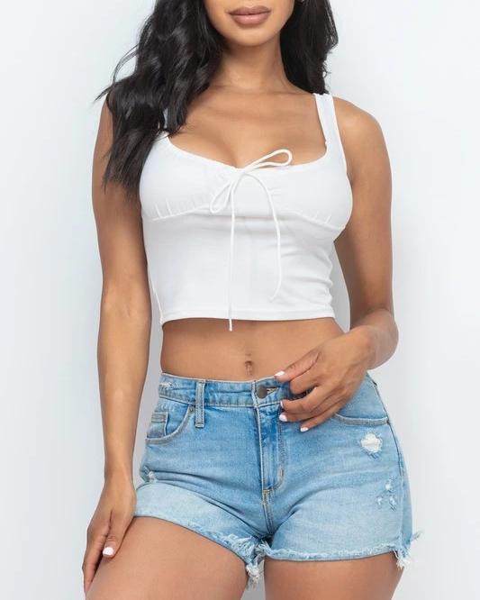 Logan Bow Tie Crop Top - SKYE KIYOMI BEAUTY, LLC