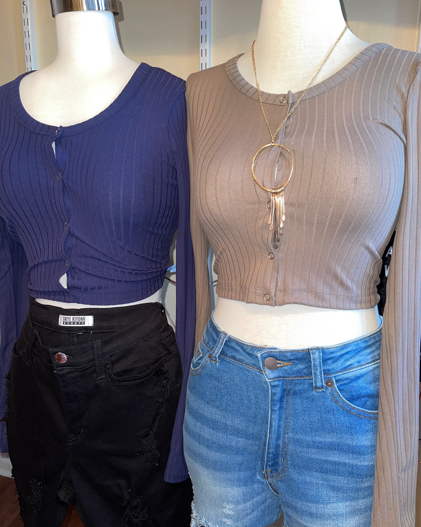 Savanna Button Up Ribbed Crop Top - SKYE KIYOMI BEAUTY, LLC