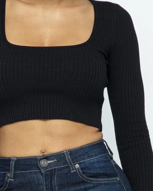 Carmen Ribbed Long Sleeve Top - SKYE KIYOMI BEAUTY, LLC#tops#bottoms#ootd#affordablefashion#affordablestyle#boutiqueshopping#sets#shortsets#pantsets#outerwear