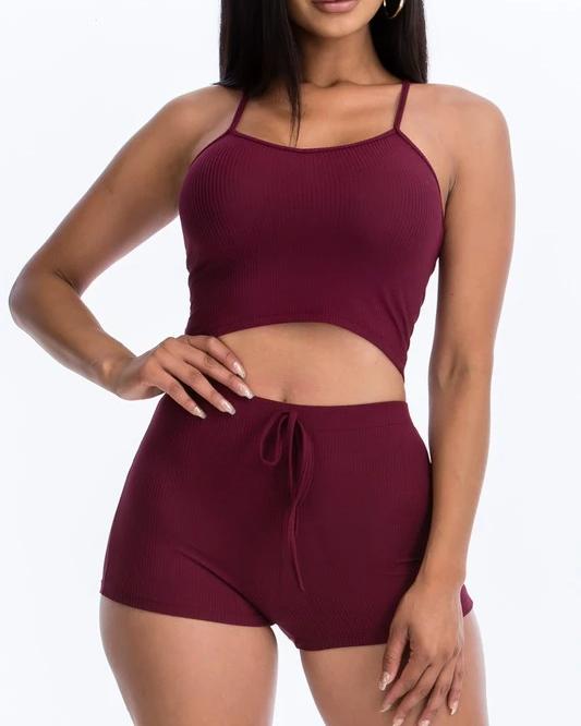 Lexy Halter Shorts Set - SKYE KIYOMI BEAUTY, LLC#tops#bottoms#ootd#affordablefashion#affordablestyle#boutiqueshopping#sets#shortsets#pantsets#outerwear