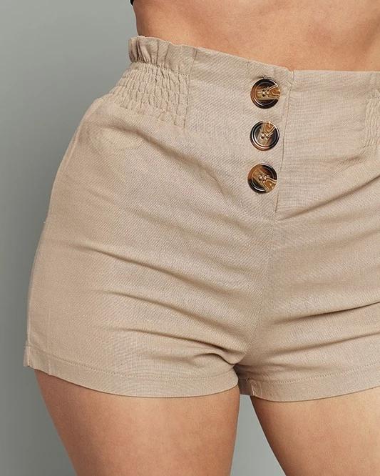 Polly Button Linen Shorts - SKYE KIYOMI BEAUTY, LLC#tops#bottoms#ootd#affordablefashion#affordablestyle#boutiqueshopping#sets#shortsets#pantsets#outerwear