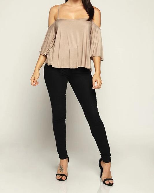 Samantha Cold Shoulder Top - SKYE KIYOMI BEAUTY, LLC#tops#bottoms#ootd#affordablefashion#affordablestyle#boutiqueshopping#sets#shortsets#pantsets#outerwear