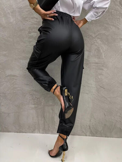 Tied High Waist Pants with Pockets