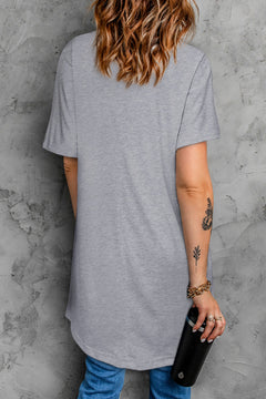 Round Neck Short Sleeve Tunic Tee