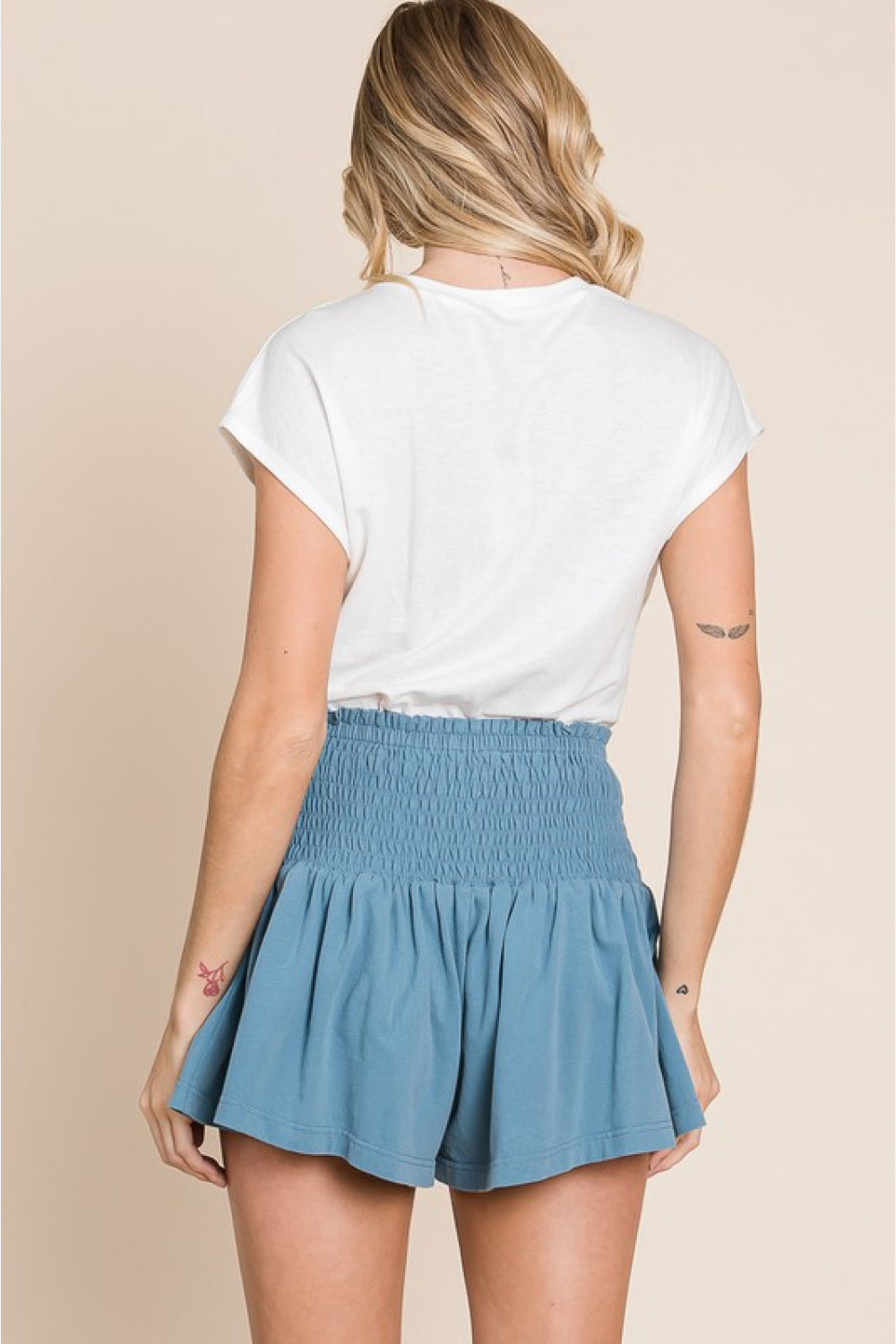 Full Size Life's A Highway Mineral Washed Smocked Shorts