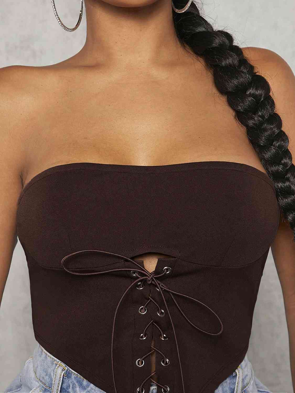 Lace-Up Strapless Bustier