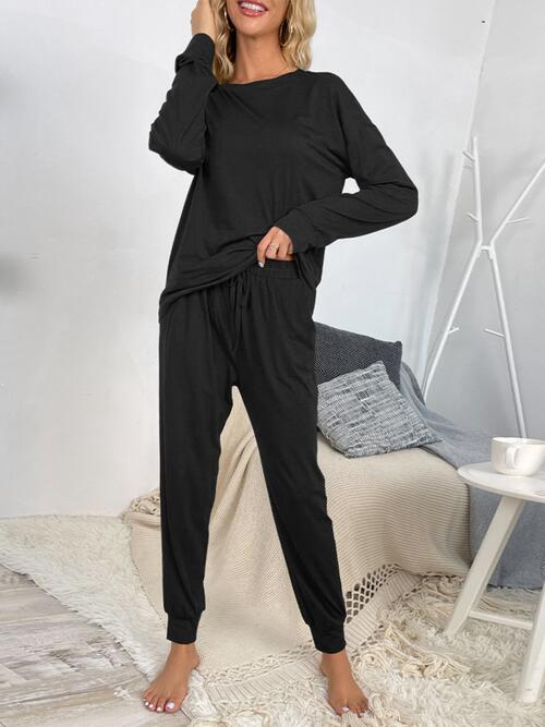 Round Neck Top and Drawstring Pants Lounge Set – SKYE KIYOMI