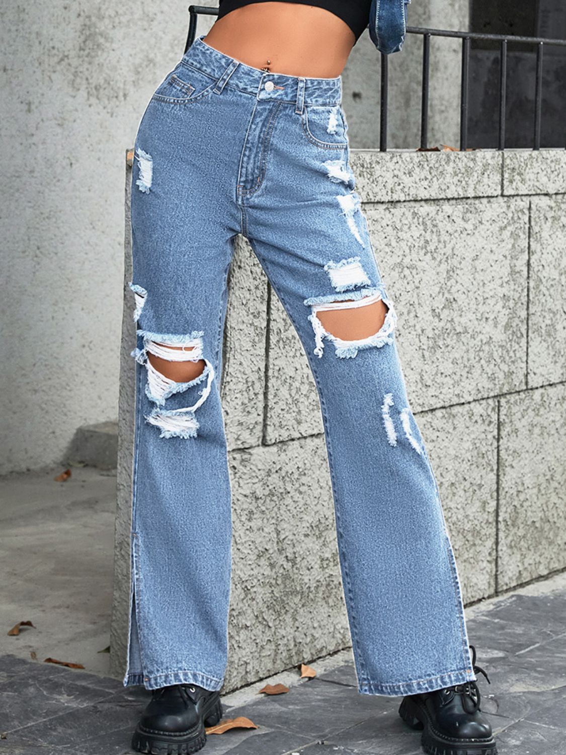 Kody Distressed Slit Jeans