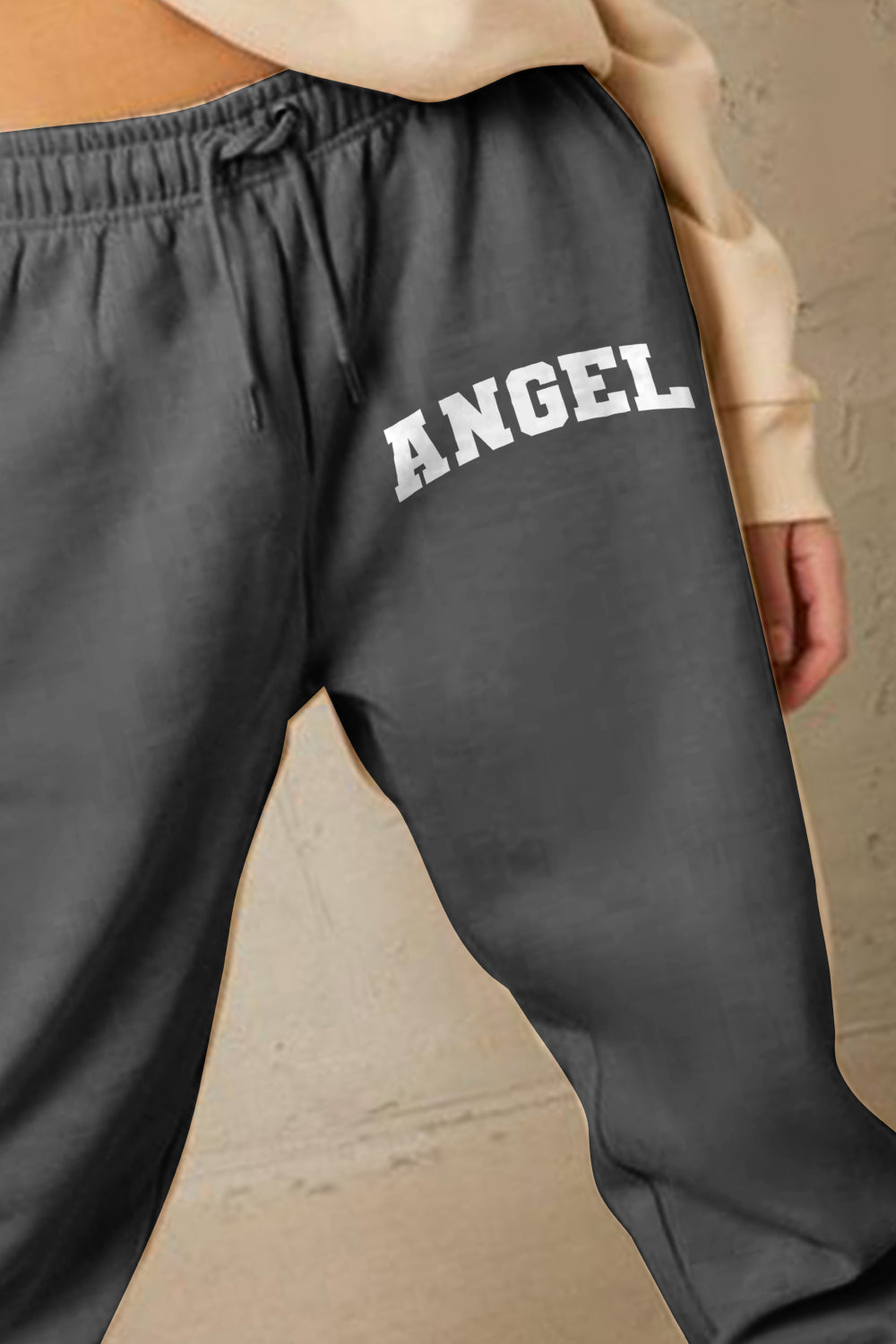 Simply Love Simply Love Full Size Drawstring Angel Graphic Long Sweatpants