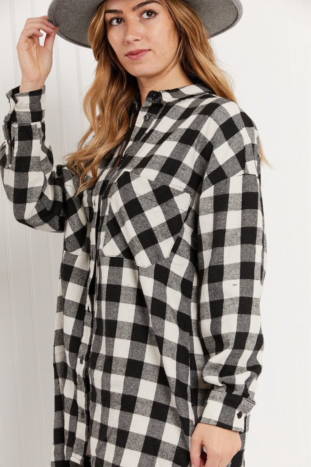 Boyfriend Material Oversized Flannel Shirt - SKYE KIYOMI BEAUTY, LLC