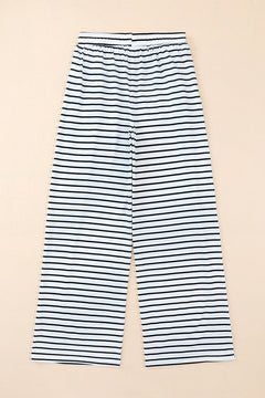 Striped Drawstring Waist Wide Leg Pants