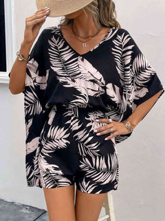 Printed V-Neck Romper