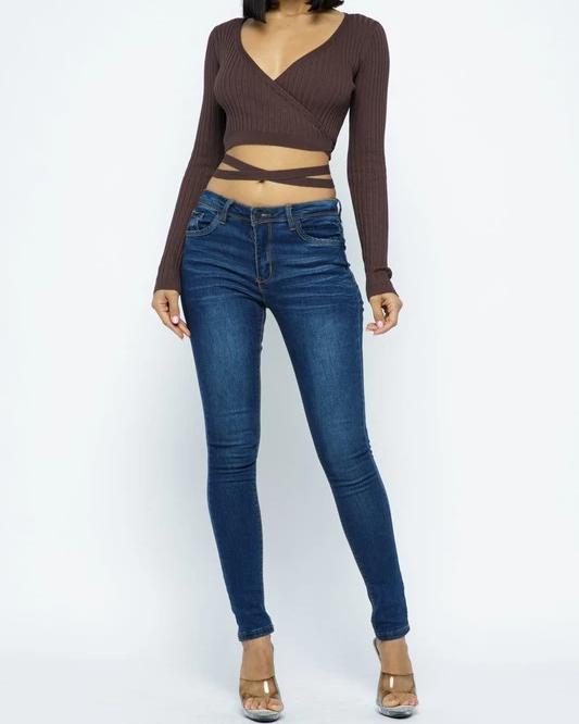 Charmaine Surplice Wrap Top - SKYE KIYOMI BEAUTY, LLC#tops#bottoms#ootd#affordablefashion#affordablestyle#boutiqueshopping#sets#shortsets#pantsets#outerwear