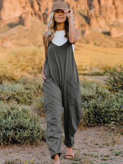 Double Take Full Size Sleeveless V-Neck Pocketed Jumpsuit