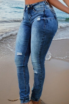 Distressed Long Jeans