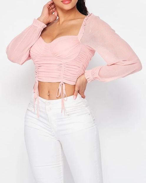 Melissa Ruched Crop Top - SKYE KIYOMI BEAUTY, LLC#tops#bottoms#ootd#affordablefashion#affordablestyle#boutiqueshopping#sets#shortsets#pantsets#outerwear